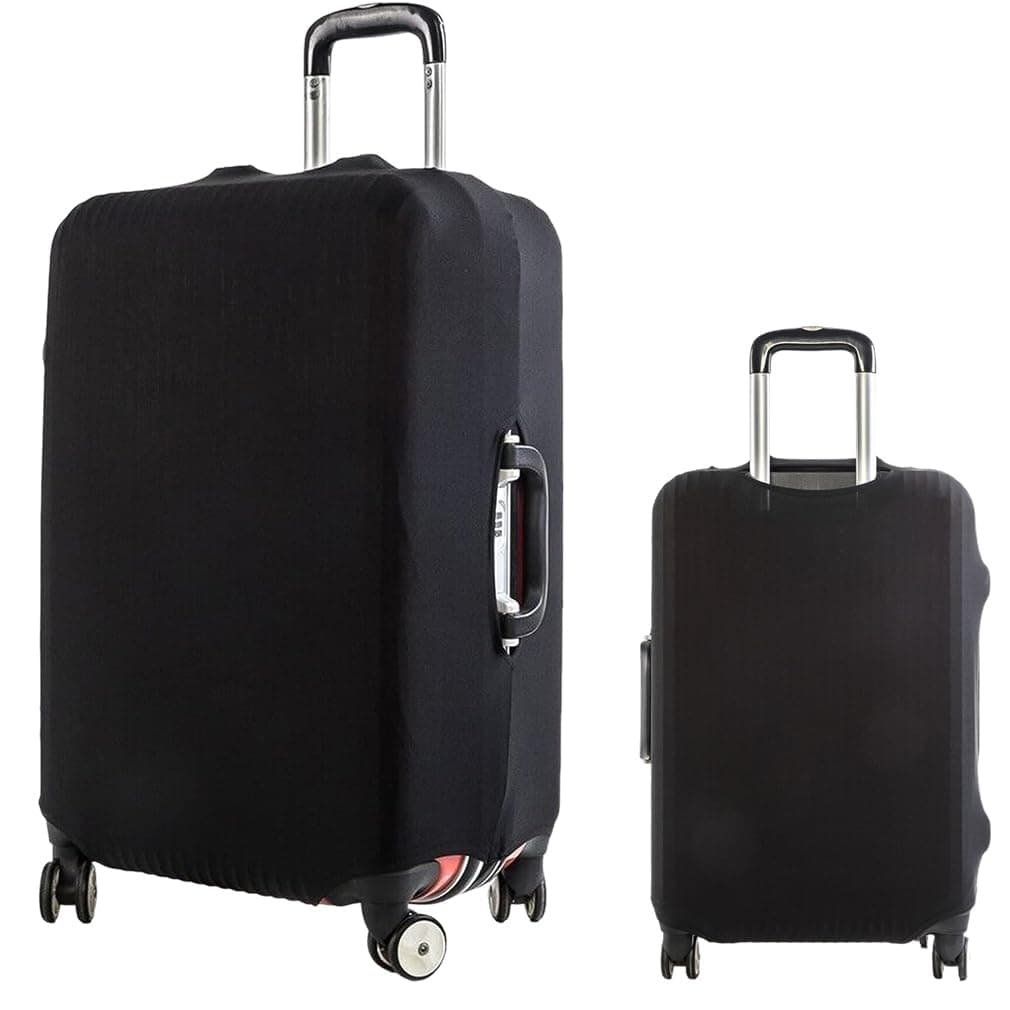 Aowin Luggage Cover Protector,Black Suitcase Cover Protector, Fabrics Luggage Protection,Premium Elasticated Bag Suitcase Protector for Travel,Washable Anti-Scratch Suitcase Cover-L(26-28Inch）