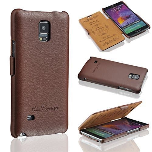 CoinKeeper Case for Samsung Galaxy Note 4, *** Real Leather – Handmade *** – Accessories Samsung Protective Flip Cover Case – Blac/Tan/White/Red/Pink