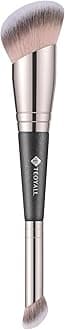 TEOYALL Dual-Ended Foundation Under Eye Concealer Brush, Curved Angled Contour Synthetic Bristles for Liquid Cream Powder