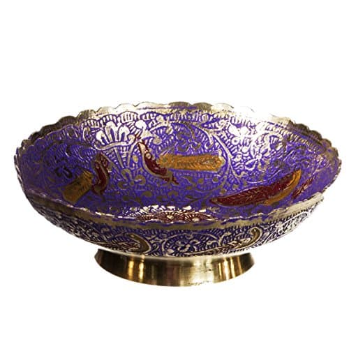 Karma Delights - Decorative Bowl Solid Brass Hand Made in Nepal - Makes Beautiful Jewelry Trays or Incense Holders-Purple