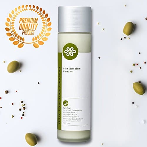 LOVLUV Olive First Time Emulsion, Made with Fresh Green Olives, Leaves Skin Soft and Moisturized [150ml/5 oz]