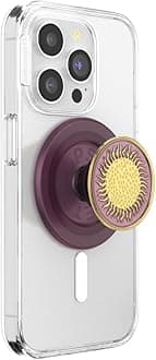 Pop Sockets Round Smartphone Grip, MagSafe Compatible, Adapter Ring Included, Smartphone Holder, Wireless Charging Compatible, Enamel Sunfire