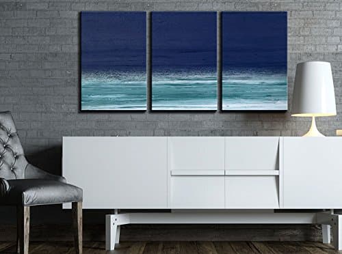wall26 3 Piece Canvas Wall Art - Abstract Seascape Artwork - Modern Home Decor Stretched and Framed Ready to Hang - 24"x36"x3 Panels
