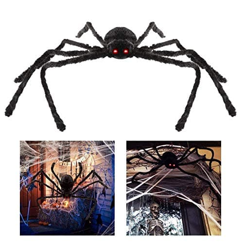 CCopnts Giant Halloween Decorations Spiders, Foldable Scary Huge Spiders Haunted House Prop, Outdoor Indoor Yard Décor (1, Black) (2.9ft)