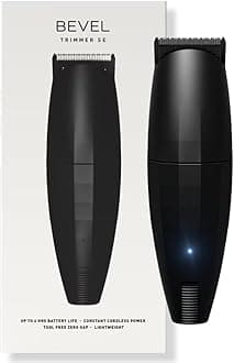 Bevel Beard Travel Trimmer Lite for Men - Black Edition Cordless Trimmer, 4 Hour Rechargeable Battery Life, Tool Free Adjustable Zero Gapped Blade, Barber Supplies, Mustache Trimmer