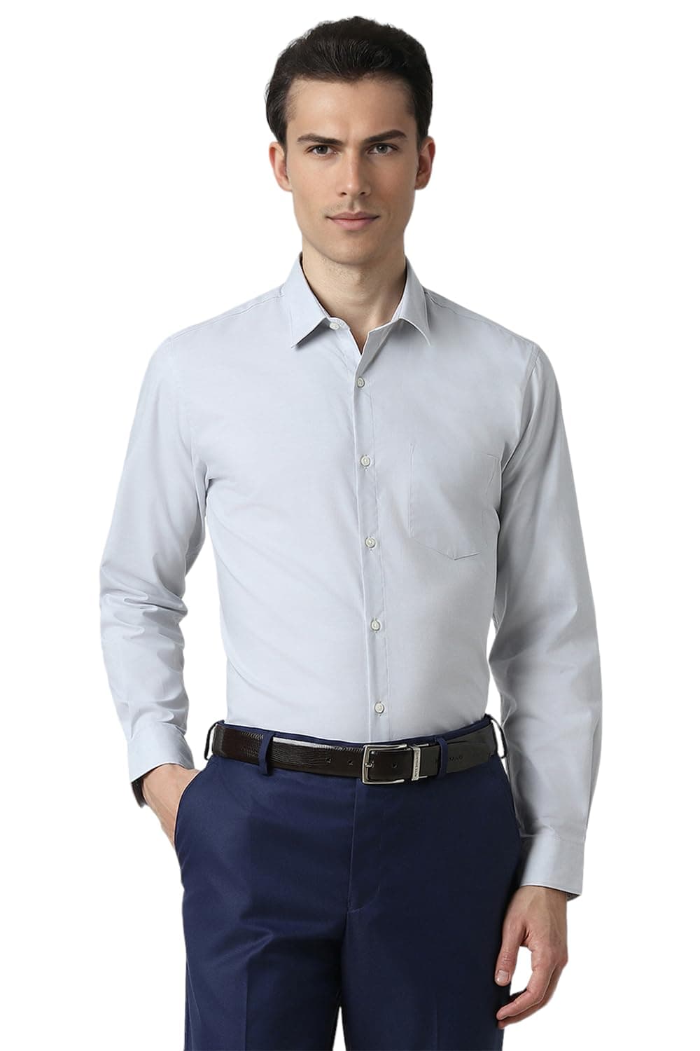 Peter England Men's Everyday Solid Slim Fit Full Sleeve Formal Shirt | Cotton-Rich