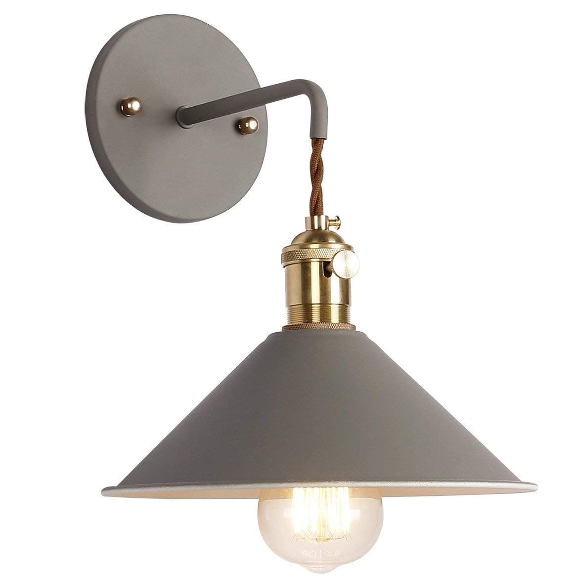 Wall Sconce Lamps Lighting Fixture with on Off Switch,Gray Macaron Wall lamp E26 Edison Copper lamp Holder with Frosted Paint Body Bedside Bathroom Vanity Lights