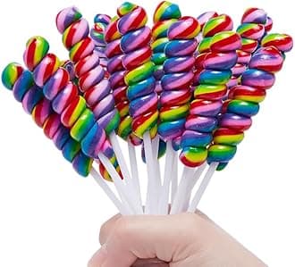 Rainbow Lollipops - Twisty Lollipop Individually Wrapped - Bulk Candy For Birthday Party - Twist Suckers & Lollipops For Party Favors - Raspberry Flavors 30 Pack