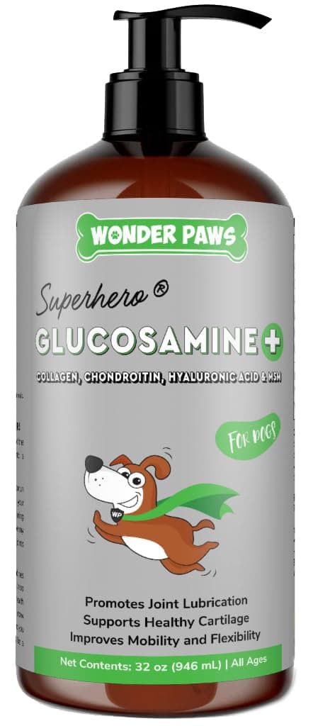 Premium Liquid Glucosamine for Dogs Strength Joint Support, Flexibility, Cartilage & Mobility - Hip and Joint Supplement with Chondroitin, MSM, Collagen & Hyaluronic Acid (32 Oz)