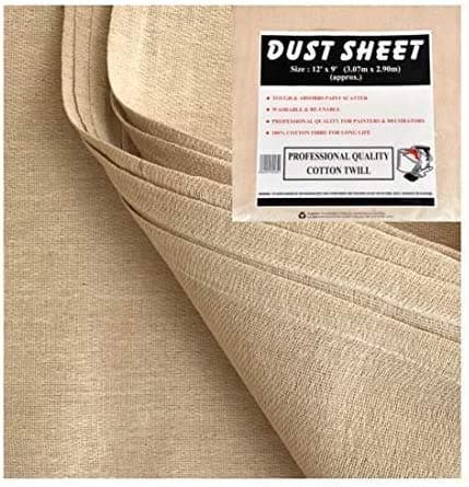 JMS Bridge 3 x DUST SHEETS 100% COTTON TWILL. Each Sheet of Size 12ft x 9ft. ***Pack of 3 Dust Sheets***
