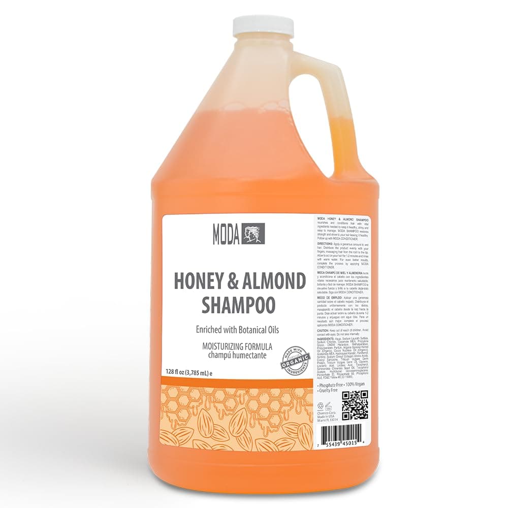 Shampoo - Moisturizing Shampoo for All Hair Types - 128Oz, Professional - Deeply Cleanses and Conditions, Strengthens, Restores and Shine your Hair (Honey Almond)