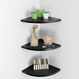 Dime Store Engineered Wood 3-Tier Floating Rack Shelf for Living Room Corner Shelf Decorative Rack Shelf Organizer | Storage Shelf for Living Room & Bedroom Display Rack for Storage (Black)