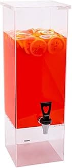 Bev Tek 2 gal Square Clear Acrylic Beverage Dispenser - Clear Geo Base - 8" x 8" x 22 3/4" - 1 count box - Restaurantware