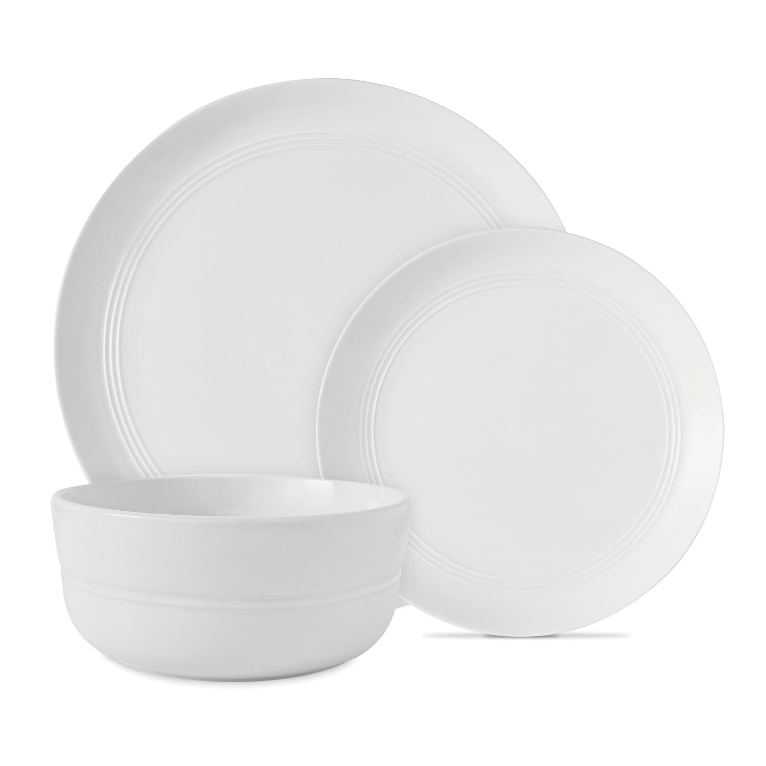 Tower 12 Piece Dinnerware Set, Porcelain, White, T867023WHT
