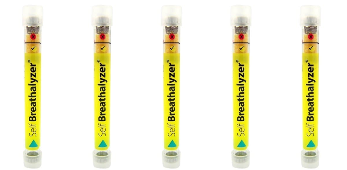 Disposable Single Use Alcohol Breathalyzer Self-Tester with 0.08% Detection Level Results (Pack of 5)