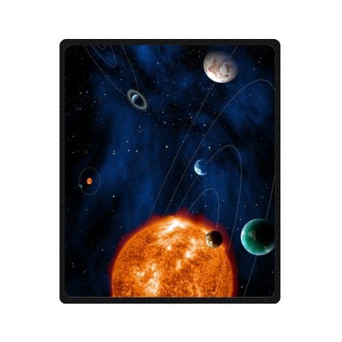 Light Weight Blanket with Space Solar System Universe Planet Art Print Fleece Blankets / Reversible 50" x 60" (Medium)