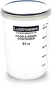 Lustroware B-2276AA Screw Top Keeper Round Food Container with Calibration, 50.7-Ounce, Blue