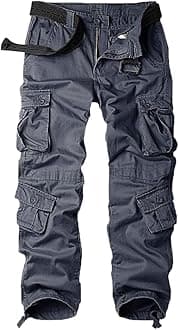 Men's Camo Cargo Work Pants Cotton Military Army Casual Tactical Wild Combat Pants with 8 Pockets