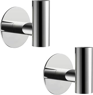 YUET 2 Pcs Bathroom Towel Hook Adhesive,Stick on Metal Coat Hooks Robe Hook SUS 304 Stainless Steel Heavy Duty Door Hanger Towel Robe Clothes Closet Sponges Holder for Bathroom Hotel (Polished Chrome)