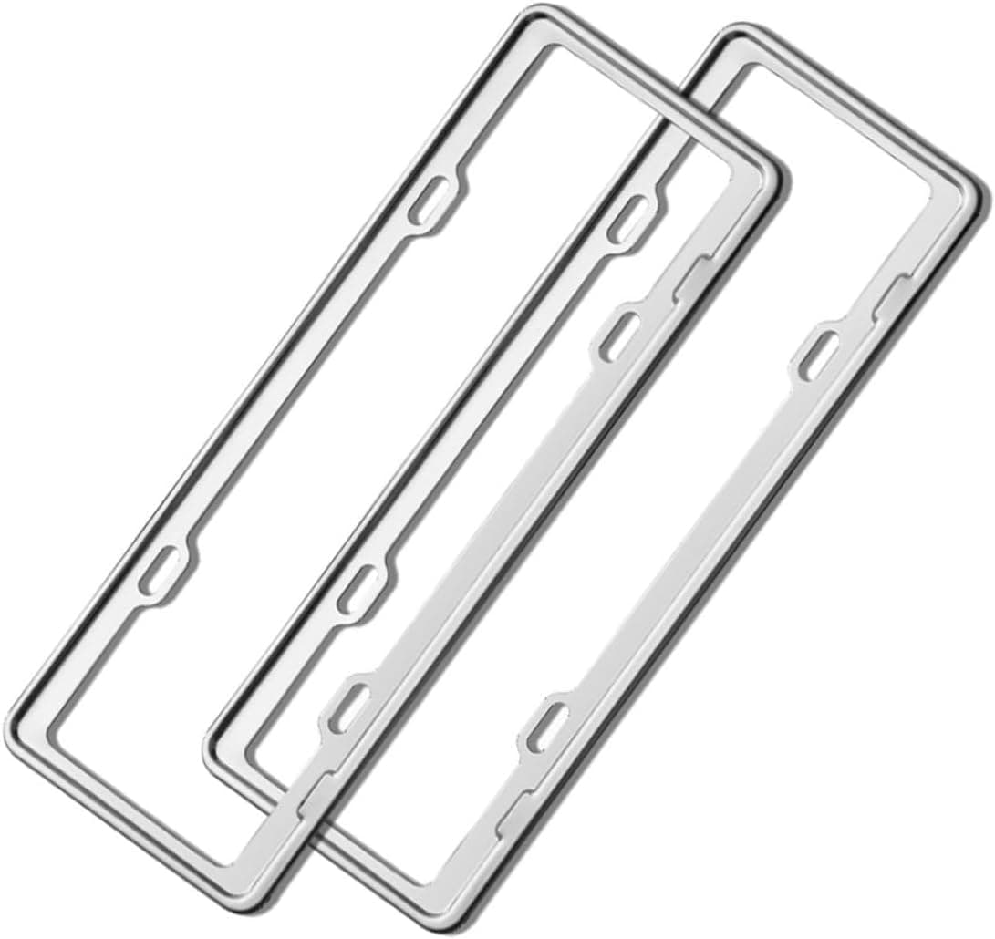 （A pair）Stainless Steel Plate Frame 2pcs Car License Plate Shelf License Plate Frame License Plate Holder Stainless Steel Car License Holder
