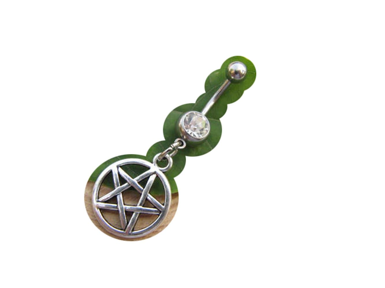 2Pcs Pentagram Navel Ring,Pentacle Belly Ring,Boho BellyRing, Wiccan NavelRing,Hippie