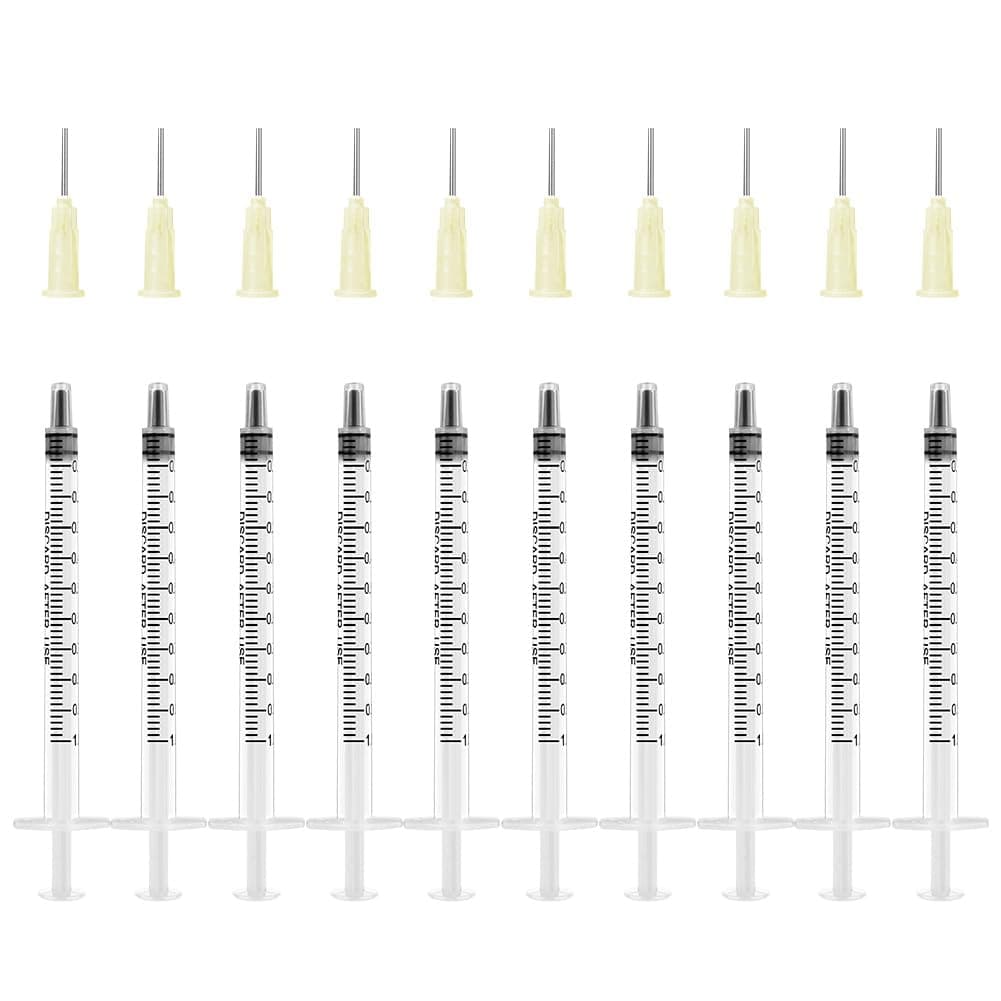 OFFCUP Plastic Syringes, 10pcs Syringe with Blunt Needle, 1ml Syringe with Dispensing Needles Liquid Measuring Syringes, Reusable Fodder Syringes for Experiments, Plant Watering, Animal Feeding