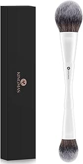 KINGMAS Round Foundation Brush, Double-ended Kabuki Makeup Brush, Large Foundation Brush and Medium Concealer Brush for Beauty Liquid, Cream, Powder, Blending Buffing Face Makeup Tools