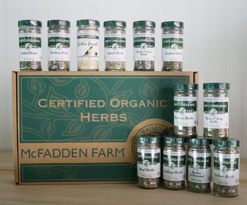 McFadden Farm Organic Herb Blend Gift Box, Large - 12 Organic Varieties: Beans & Soup, Italian, Herbs de Provence, Salad, Beef, Grilling, Pork & Veal, Lamb, Poultry, Mexican, Seafood, Garlic Powder
