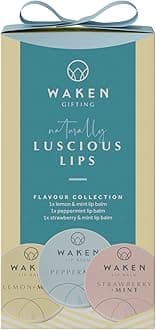WakenLuscious Lips, 3x15ml Lip Balm Bundle, Mint With Lemon, Mint With Strawberry, Peppermint, Vegan, Vitamin E, Shea Butter & Cocoa Butter,100% Natural, No Petroleum Jelly, Sustainable Packaging