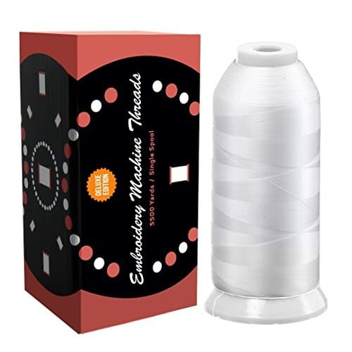 TAOindustry Embroidery Polyester Thread - 1 Large 5500Y White Spool Best for Bobbin Match Brother Machines+ Free Bonuses