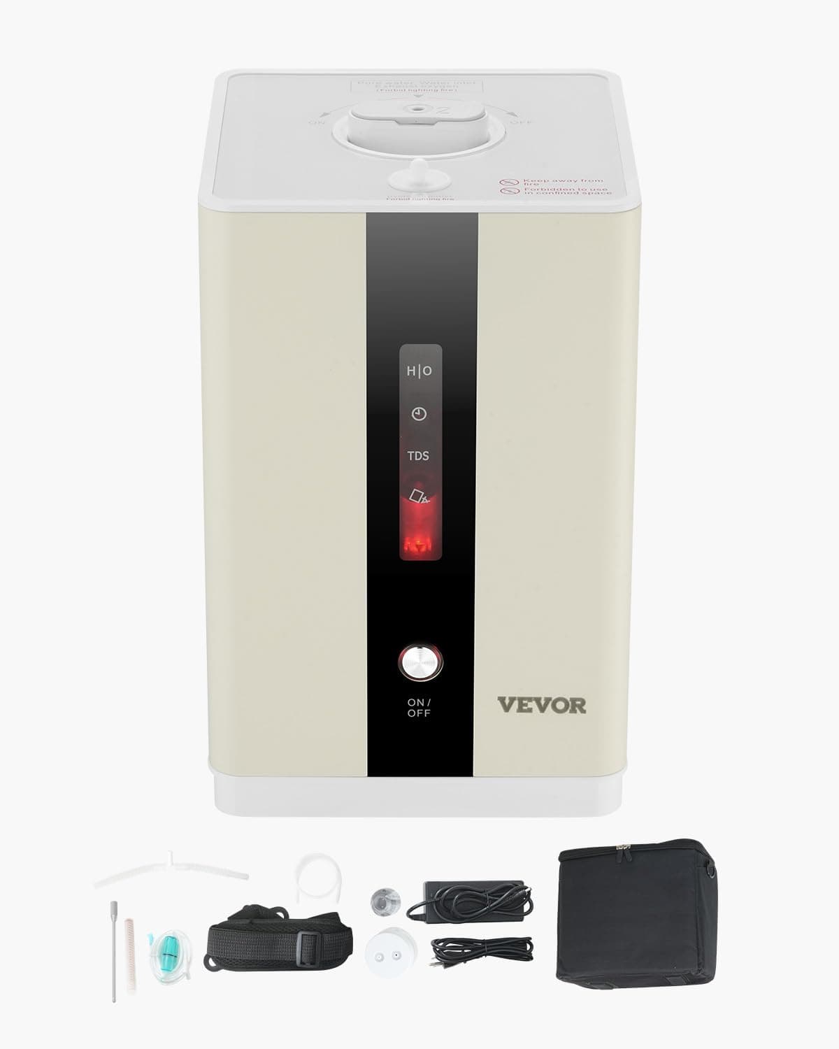 VEVOR Hydrogen Inhalation Machine, 99.99% High Purity Hydrogen Inhaler, HO-Separated 225ml/min (150 H+75 O) Dual Port Hydrogen Oxygen Inhaler, Hydrogen-Rich Water Generator for Home Travel