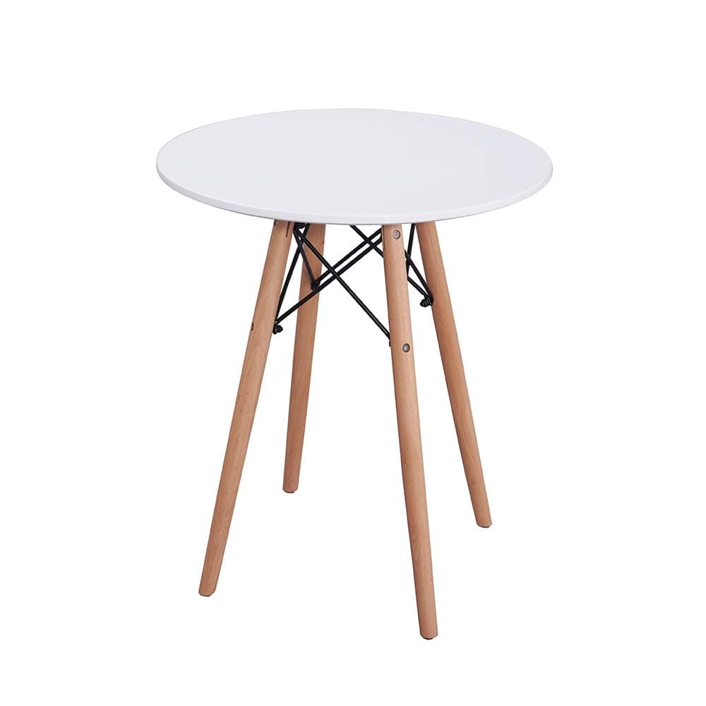 Panana Modern Style White Dining Table Round Small Coffee Table Wooden Tea Kitchen Table Solid Wood Table Bar Table(80cm)