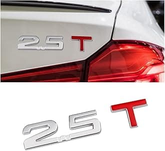 AUCELI 2.5T 3D Car Emblem Badge Decal, 2PCS Auto Trunk Rear Tailgate Metal Sticker, Car Side Fender Letter Nameplate Logo, Vehicle Exterior Decoration Replacement Universal for Truck, SUV, Van
