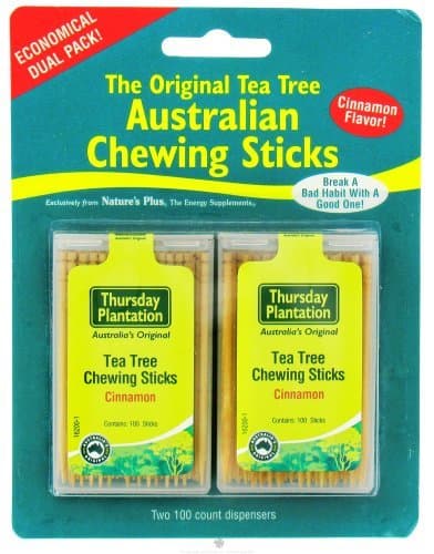 Tea Tree Chewing Sticks Dual Pack - Cinnamon Thursday Plantation 100 + 100 Toothpick by Nature's Plus