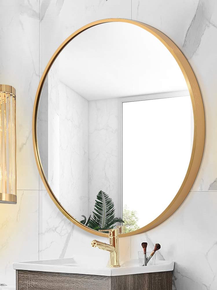 TMGY Round Mirror Wall Mounted,Large Circle Mirrors for Wall Decor,23.6in Big Metal Frame Wall Mirror,Modern Vanity Mirror for Living Room Bathroom Bedroom
