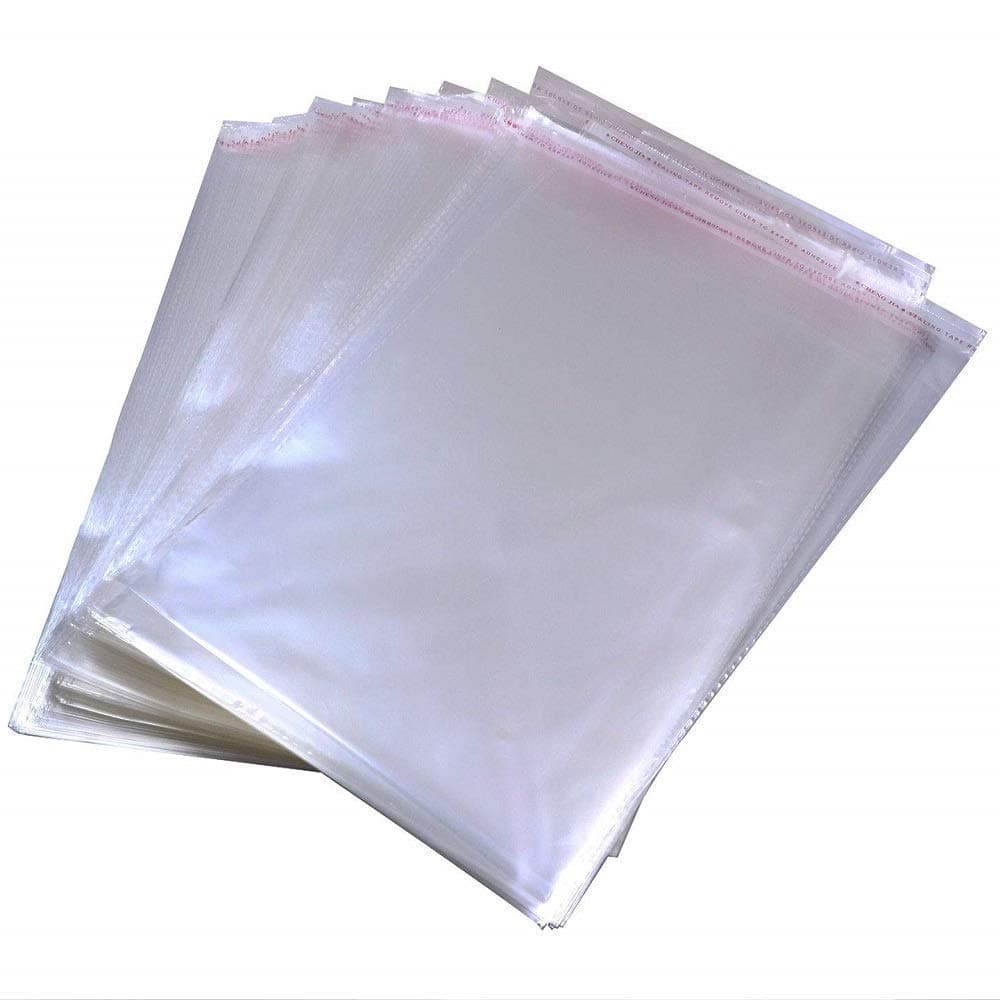 Borningfire 100 Pcs 9" x 12" Self Seal Clear Cellophane Bags Resealable Plastic Apparel Bags Perfect for Packaging Clothing, T-Shirt, Brochure, Prints, Handicraft Gift Bags