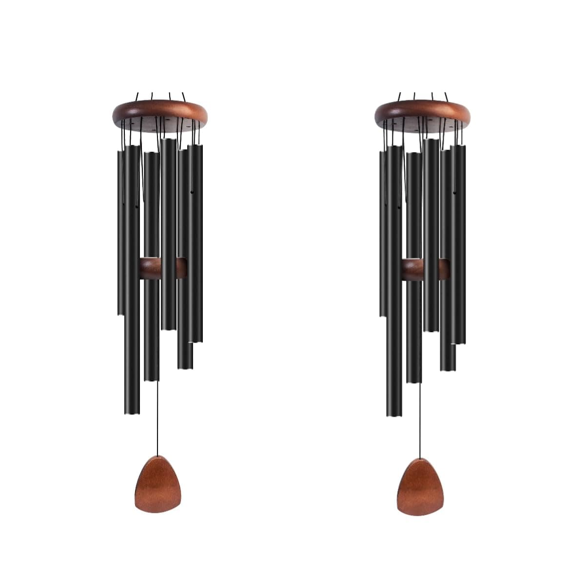 Large Aluminium Wind Chimes 37" Inches to Create a Zen Atmosphere Suitable for Outdoor, Garden, Patio Decoration Wind Chimes with Wind Catcher Suitable as A Gift for Unisex(2 Pack Black)