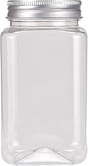 Lorilida 4Pcs Plastic Bottles Food Storage Bottles with Lid Bulk Beverage Containers for Storing Candy Beans Nut Transparent 420ML One Size