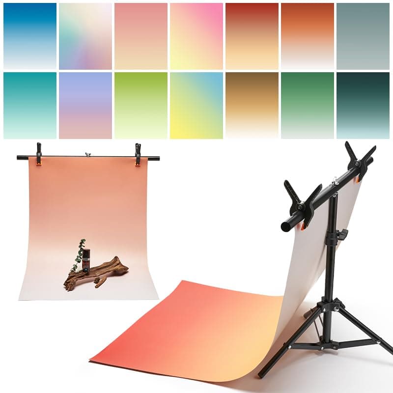 7PCS 14Patterns Product Photography Backdrops with Stand: Flat Lay Seamless 34x23in Gradient Paper Props - Tabletop Photo Backdrop Shoot for Jewelry Cosmetics Food