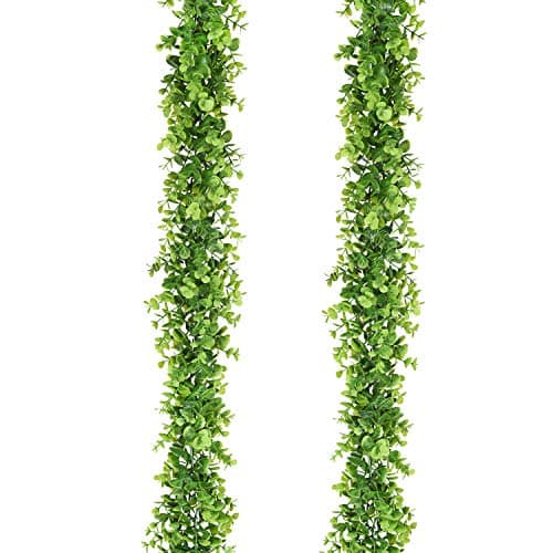 Artiflr Faux Eucalyptus Garland Artificial Vines, 2 Pack Eucalyptus Greenery Garland Wedding Backdrop Arch Wall Decor, 6 Feet/pcs Fake Hanging Plant for Table Festival Party Decorations
