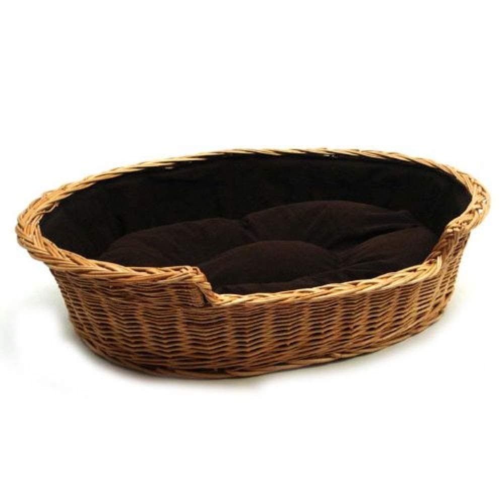 Prestige Wicker Wicker Dog Bed Basket with Cushion, Extra Large, Dark