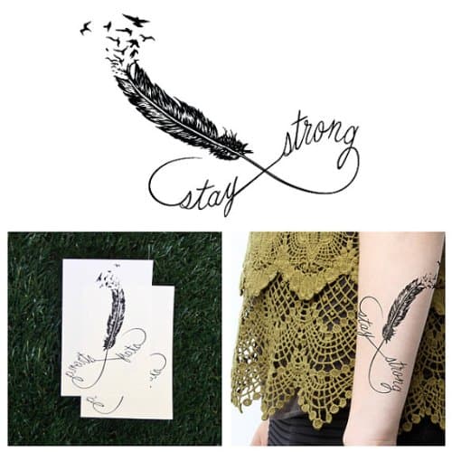 Stay Strong Feather Temporary Tattoo - Holdfast (Set of 2)