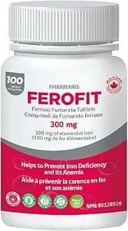 Ferofit - Ferrous Fumarate 300mg (100mg Elemental Iron), Prevents Anemia Due to Deficiency, Iron Supplement for Women & Men, 100 Tablets