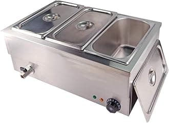 DULONG Commercial Bain Marie Electric Food Warmer Buffet Warmer Soup Warmer Stove Steam Table Stainless Steel Container Temperature Control for Catering Restaurant Commercial Grade 1350W(1/3 GN 3 Pan)