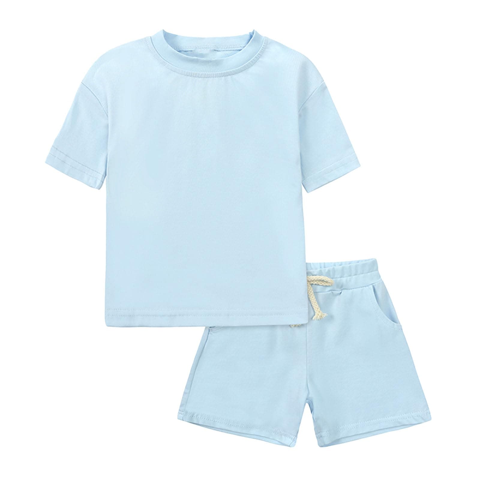 Toddler Boy Summer Outfits 2T 3T 4T Tracksuit Solid 2-piece Short Sleeve T-shirt & Shorts Clothes Set