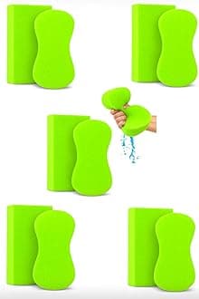 Multi-Purpose Sponges for Cleaning - Lime Green Sponge 10 Pack, Large Sponges for Car Washing, Tile & Grout, Bulk Pack Sponge