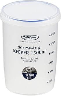 Lustroware B-2276AA Screw Top Keeper Round Food Container with Calibration, 50.7-Ounce, Blue