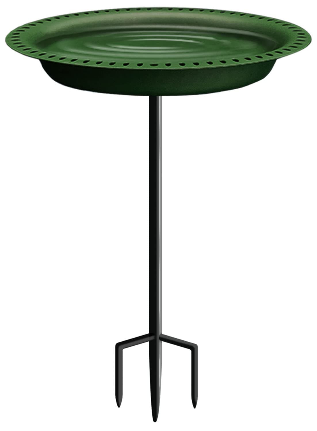 Garbuildman Extra-Large Freestanding Birdbath Bowl, Detachable Decoration Spa with Metal Stake Stand & Birdfeeder for Outdoor Garden, Oval Style, Green