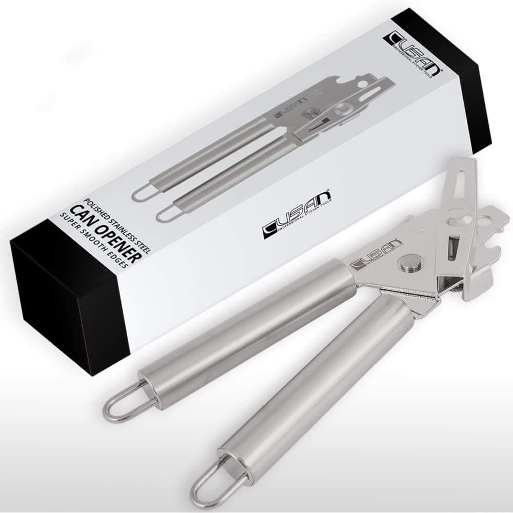 Deluxe Stainless Steel Manual Can Opener Smooth Edge - CUSAN Smooth Edge Can Opener is Perfect Solution for Arthritis Elderly – This Swing Away Can Opener will Surpass All Expectations