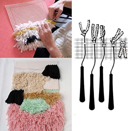 Wsnd Free Pattern Rug Hooking Mesh Canvas Wooden Bent Latch Hook DIY Kit Tool for Tapestry Carpet Rug Making Embroidery Crafts - Sewing Tools & Accessory -